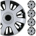 thumbnail image 1 of (4 Pack)14 inch Universal Wheel Rim Cover Hubcaps Snap on Car Truck Fit R14 Tire-Silver Lacquer & Black Lacquer, 1 of 12