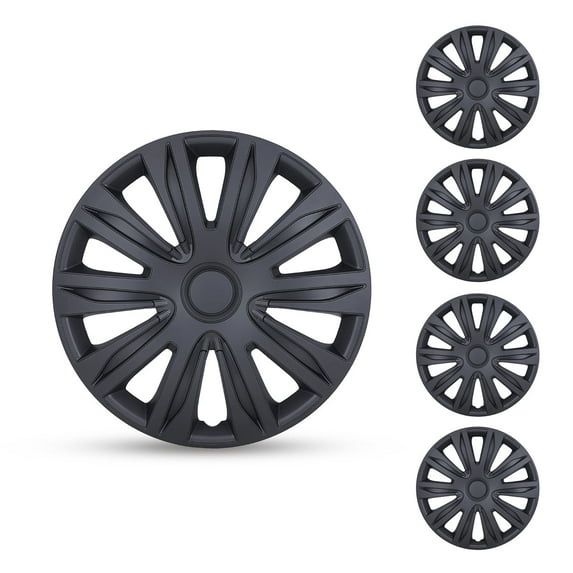 (4 Pack)14" Universal Wheel Rim Cover Hubcaps Snap on Car Truck SUV Fit R14 Tire-Black Matte