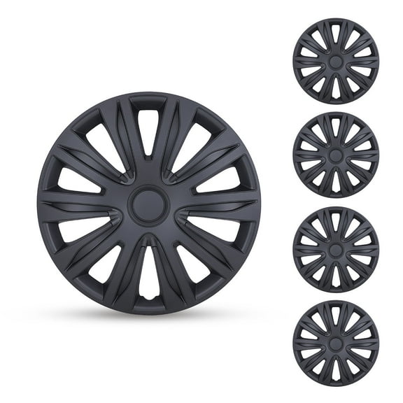 (4 Pack)14" Universal Wheel Rim Cover Hubcaps Snap on Car Truck SUV Fit R14 Tire-Black Matte