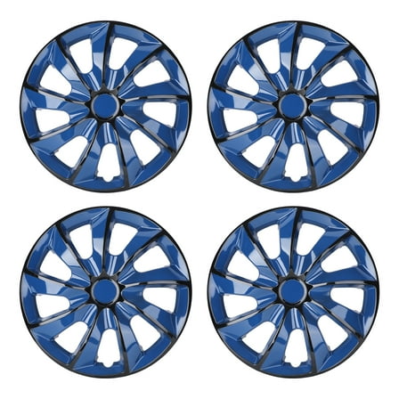 (4-Pack) 14" Universal Wheel Rims Cover Hubcaps Snap-on ABS Hub Caps Replacement for Car,Truck,SUV（14-inch,Black Lacquer & Blue Lacquer）