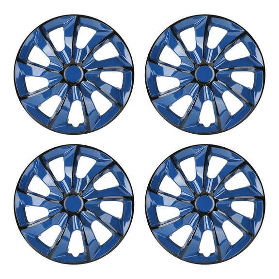 (4-Pack) 14" Universal Wheel Rims Cover Hubcaps Snap-on ABS Hub Caps Replacement for Car,Truck,SUV（14-inch,Black Lacquer & Blue Lacquer）