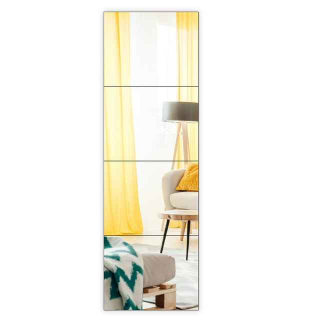 4 Pack 14x11 Inch Full Length Wall Mirror Tiles, Full Body Mirrors Set for Bedroom, Living Room