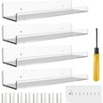 thumbnail image 1 of 4 Pack 15'' Clear Acrylic Shelves for Wall Mounted Display Ledge Storage Racks, Acrylic Floating Wall Shelves for Kids Book Shelves, Living Room, Bathroom, Bedroom, Kitchen, 1 of 9