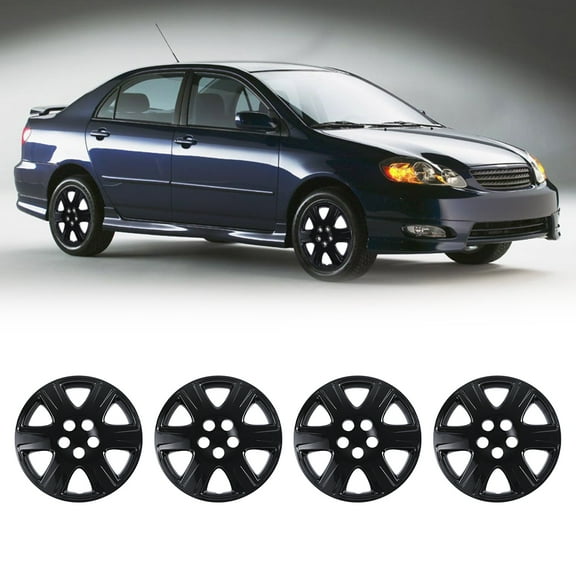 4 Pack 15" Hubcap Wheel Cover for 2005-2008 Toyota Corolla,Wheel Rim Cover,Compatible with Steel Wheels,Snap on Hub Caps Replacement,PP Material,Black Lacquer