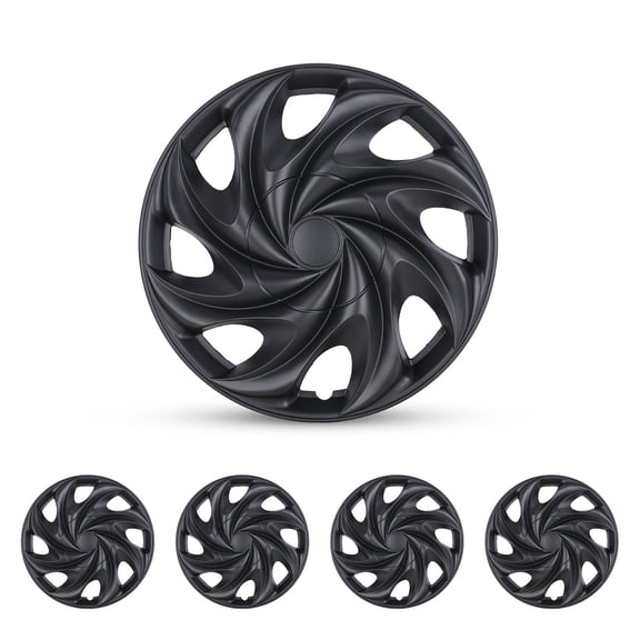 (4 Pack)15 Inch Universal Wheel Rim Cover Hubcaps Snap On Car Truck Fit R15 Tire-BLACK MATTE