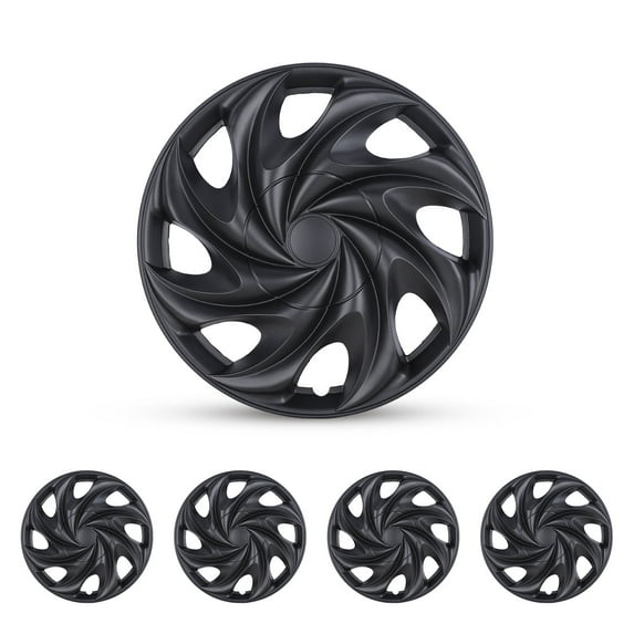 (4 Pack)15 Inch Universal Wheel Rim Cover Hubcaps Snap On Car Truck Fit R15 Tire-BLACK MATTE