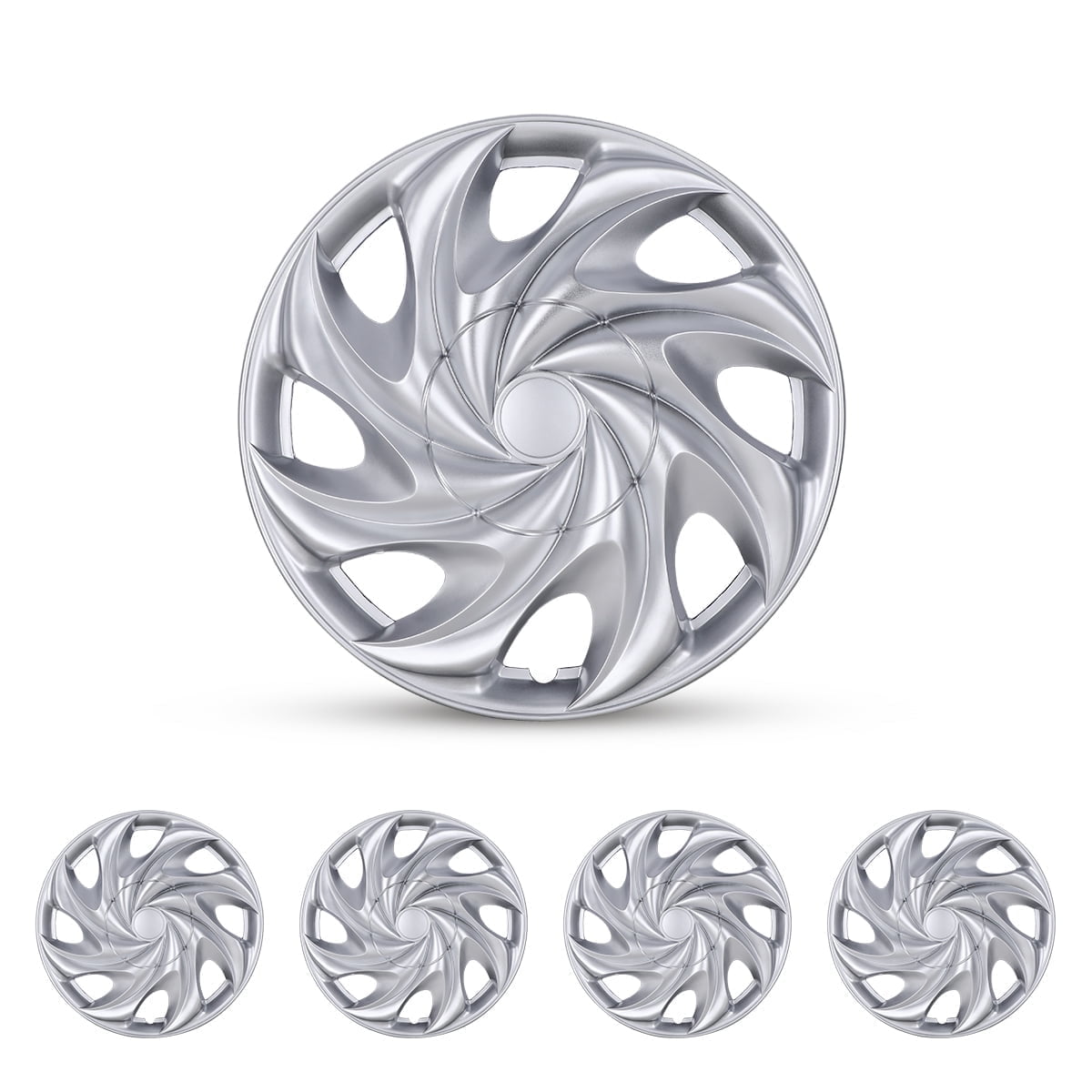 (4 Pack)15 inch Universal Wheel Rim Cover Hubcaps Snap on Car Truck Fit R15 Tire-Silver