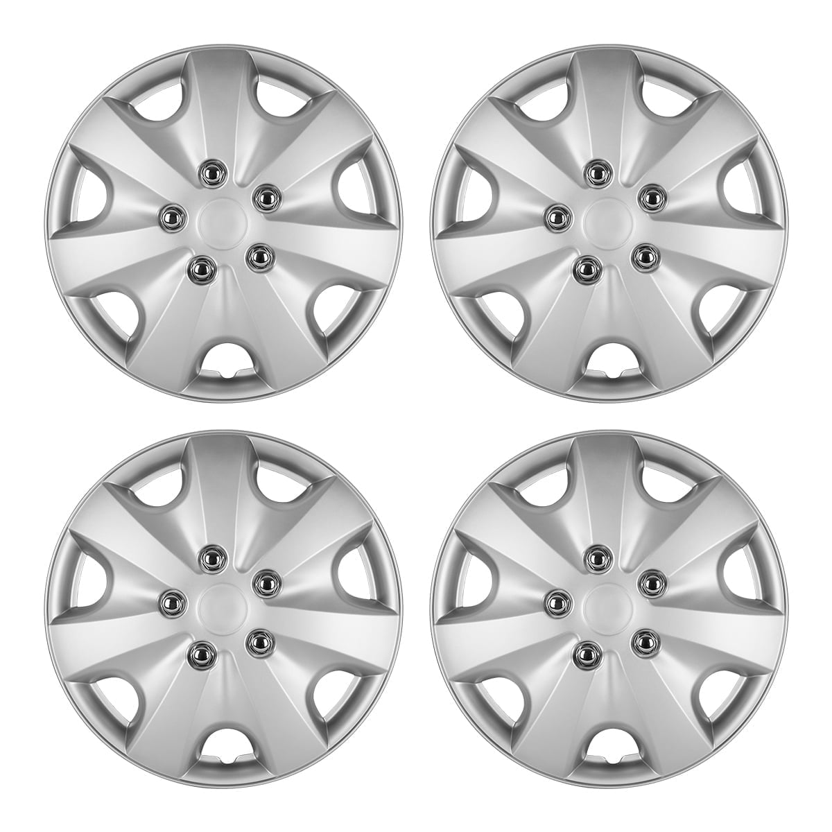 (4 Pack)15 inch Universal Wheel Rim Cover Hubcaps Snap on Car Truck Fit R15 Tire-Silver