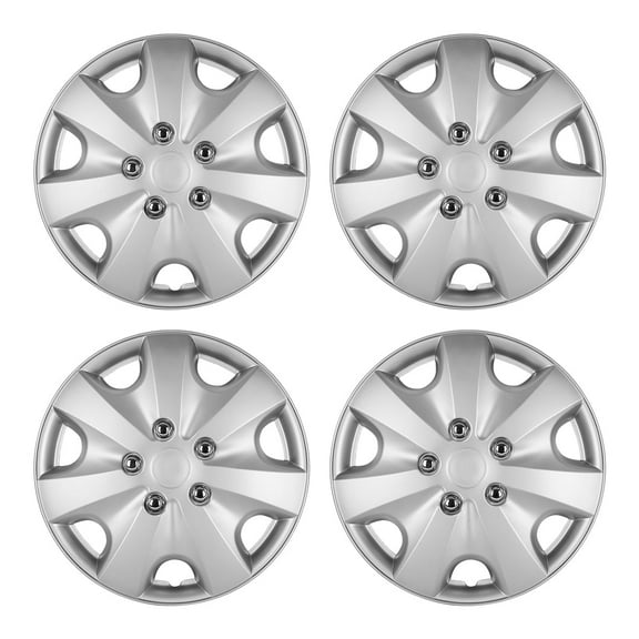 (4 Pack)15 inch Universal Wheel Rim Cover Hubcaps Snap on Car Truck Fit R15 Tire-Silver