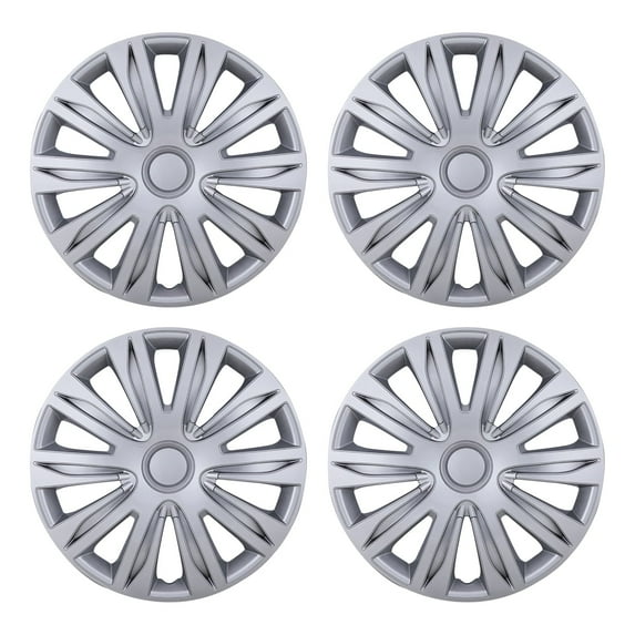 (4 Pack)15 Inch Universal Wheel Rim Cover Hubcaps Snap On Car Truck SUV Fit R15 Tire-SILVER LACQUER