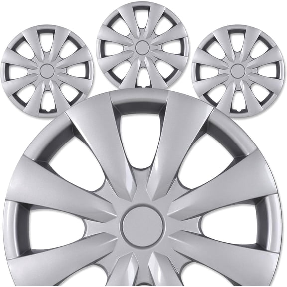 15 inch Hubcaps for 2009-2019 Toyota Corolla Snap-On Silver Lacquer, ABS PC Steel Wheel Rim Covers(4 Pack)