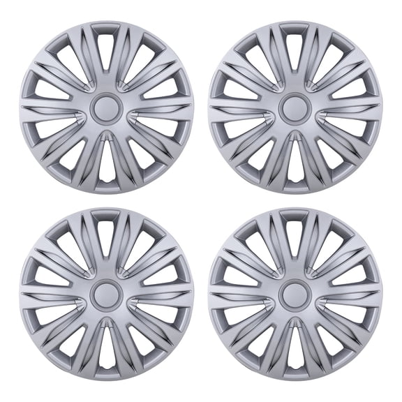 (4-Pack) 15" Universal Wheel Rim Cover Hubcaps ABS LACQUER Silver fits Iron Hub, 4 Pack
