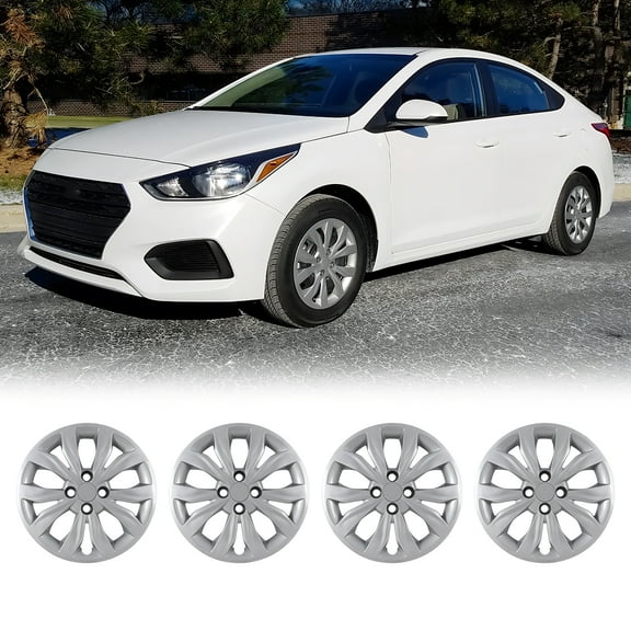 4 Pack 15 inch Hubcaps for 2018-2022 Hyundai Accent Sedan,Steel Wheel for 2018-2023 Kia Rio Sedan & Kia Rio5,Bolt-on Car Truck SUV Hub Cap,Lacquer