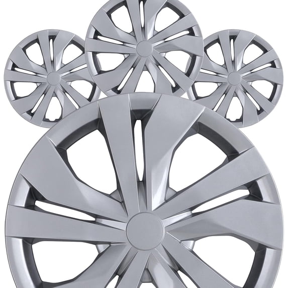 15 inch Hubcaps for 2007-2025 Nissan Versa Snap-On Silver Lacquer, PP Steel Wheel Rim Cover(4 Pack)