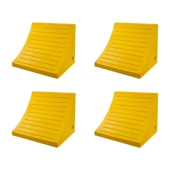 4 Pack 15"x10-1/2"x12" Polyurethane Wheel Chock W/ Mounting Holes for RVs, Semi Trucks & Trailers - 60 Ton Load Capacity - 40-3/16" Tire Compatibility - Orange