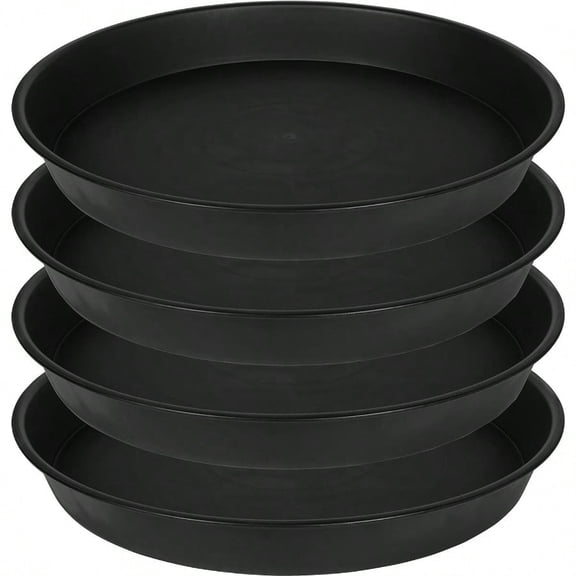 4 Pack Of 16 17 Inch Plant Saucer 15 Inch Base 2.3 Depth Heavy Duty Deep Plant Trays For Pots Plastic Plant Saucers For Indoors Bird Bath Bowls Drip Trays For Planter (17 Black)