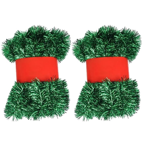4 Pack 16.5 Foot Soft Christmas Garland, Non-lit Garland Ideal for Indoor and Outdoor Decor, Green Tinsel Garland for Christmas Holiday Wedding Party Decoration