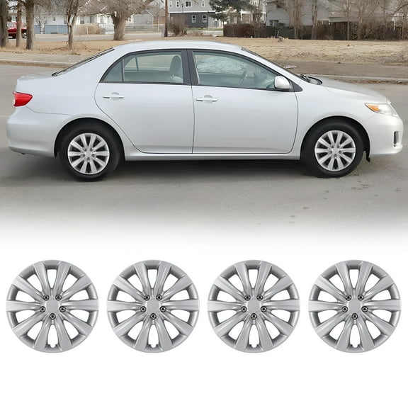 4 Pack 16" Hubcap Wheel Cover for 2009-2013 Toyota Corolla,Wheel Rim Cover with Decorative Screws,Compatible with Steel Wheels,Snap on Hub Caps Replacement,ABS&PC Material,Lacquer