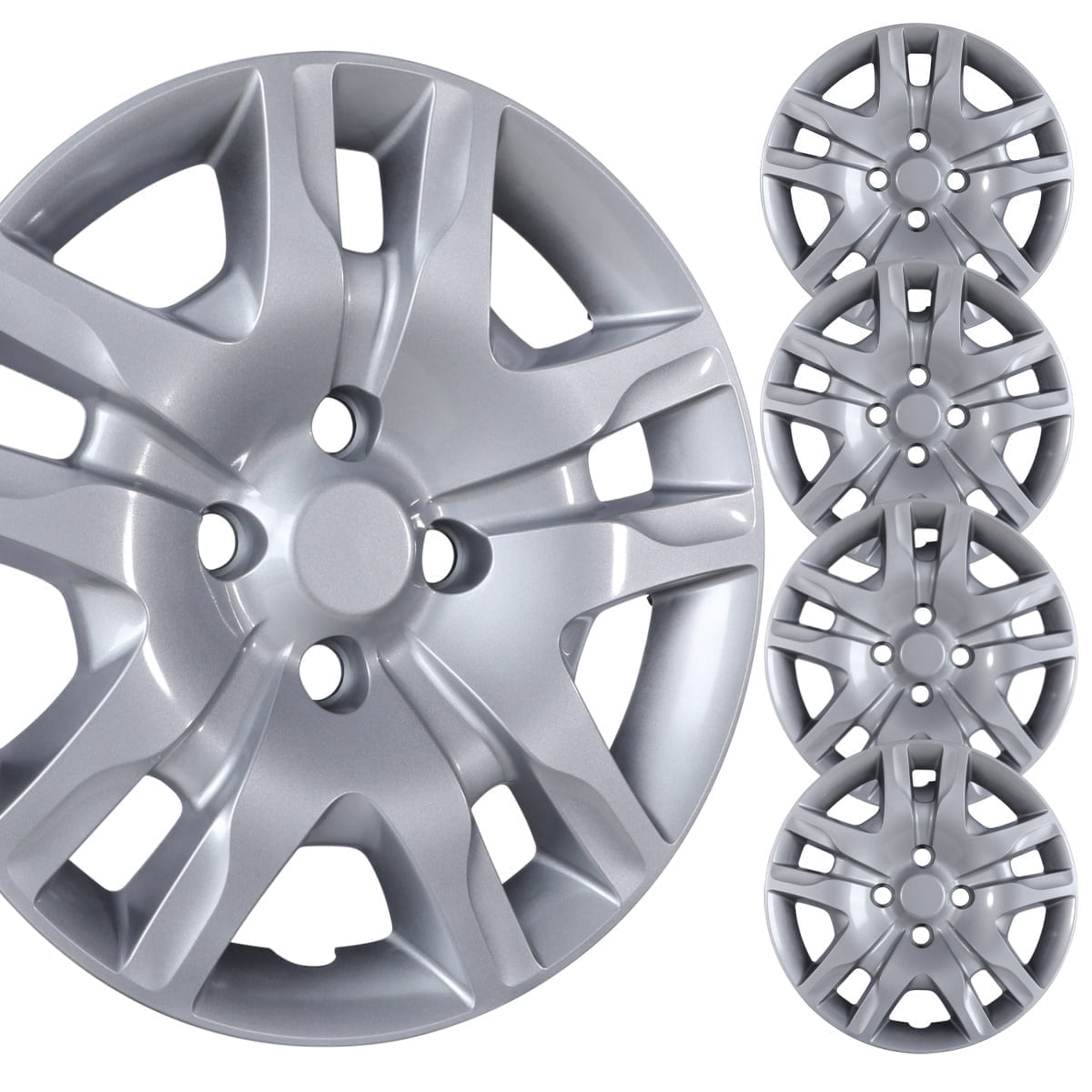 (4 Pack)16" Hubcaps Wheel Rims Cover Fit for 2007-2012 Nissan Sentra Compatible with Steel Wheels Bolt on Installation(16-inch,Lacquer)