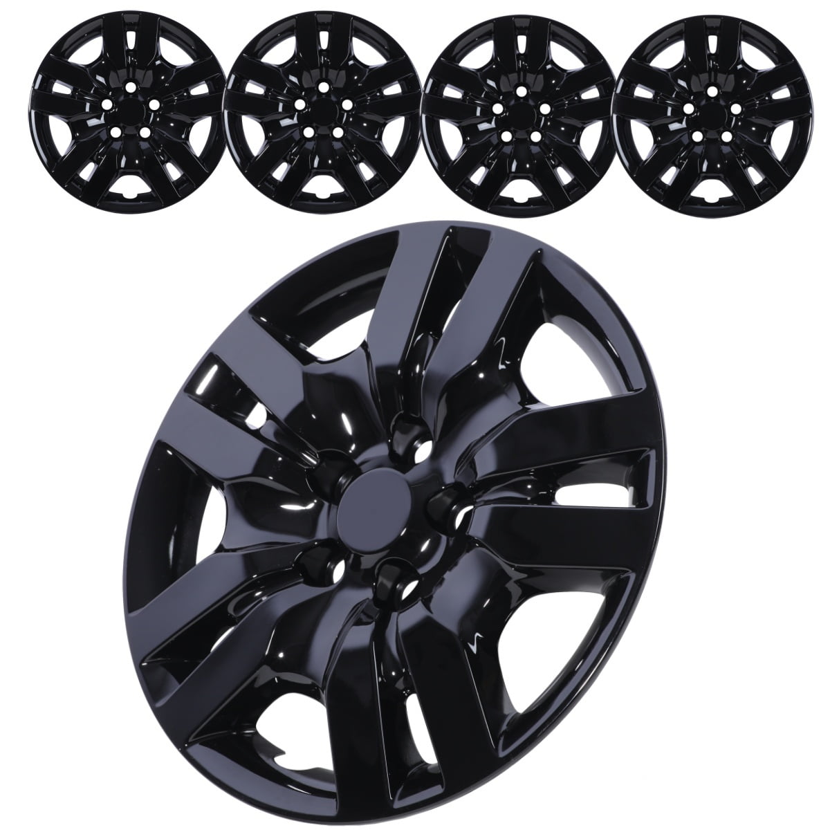 (4 Pack)16" Hubcaps Wheel Rims Cover For 2007-2012 Nissan Altima/2008-2009 Nissan Altima Coupe Compatible With Steel Wheels Bolt On Installation(16-Inch,BLACK LACQUER)