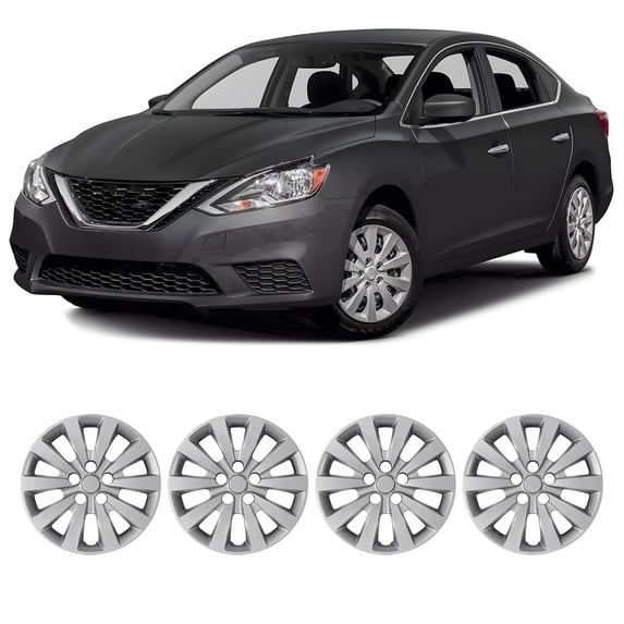 (4 Pack) 16 Inch Hubcaps Wheel Rims Cover for 2011-2017 Nissan Leaf, 2013-2019 Nissan Sentra, Snap On Installation Lacquer