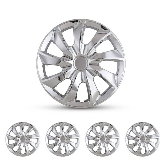 (4 Pack)16 inch Universal Wheel Rim Cover Hubcaps Snap on Car Truck Fit R16 Tire-Chrome
