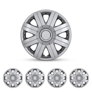 4x Universal R14 15 16 Hubcaps Snap On - Silver/Black Lacquer Wheel Rim Covers