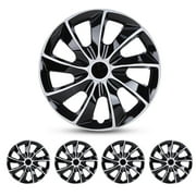 (4 Pack)16" Silver & Black Hub Caps Universal Wheel Rim Cover Exterior Accessories Snap on Car Truck SUV,PP Material