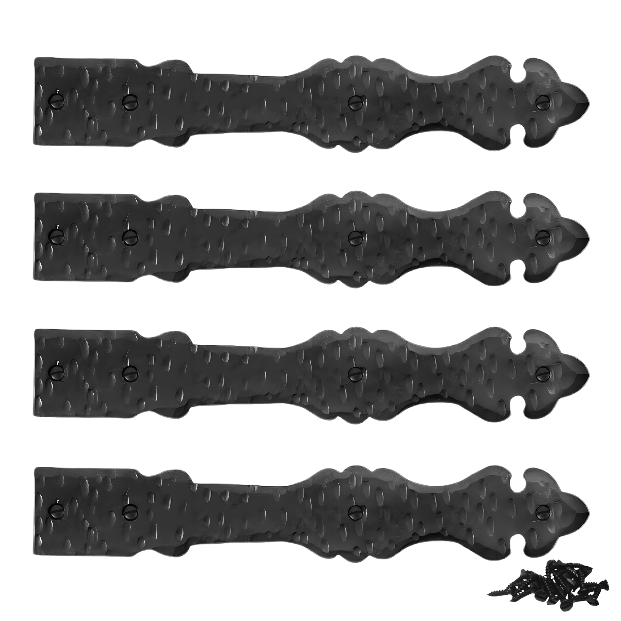 4 Pack 16 inch Faux Door Hinges Black Decorative Strap Hinge Wrought