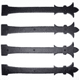 thumbnail image 1 of 4 Pack 16 inch Faux Door Hinges Black Decorative Strap Hinge Wrought Iron Strap Barn Door Strap Hinges, Farm Gate Hinge, Carriage Door Hardware The Byzantium Series by Borderland Rustic Hardware, 1 of 4