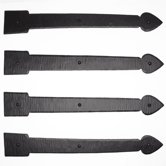 4 Pack 16 inch Faux Door Hinges Black Decorative Strap Hinge Wrought Iron Strap Barn Door Strap Hinges, Farm Gate Hinge, Carriage Door Hardware The Colonial Series by Borderland Rustic Hardware
