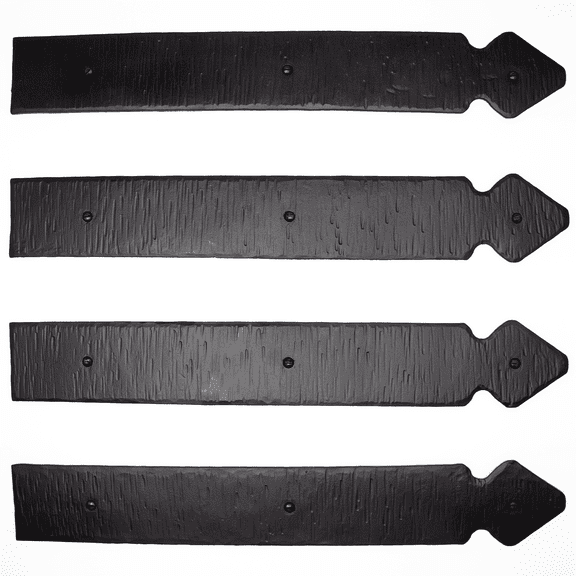 4 Pack 16 inch Faux Door Hinges Black Decorative Strap Hinge Wrought Iron Strap Barn Door Strap Hinges, Farm Gate Hinge, Carriage Door Hardware The Jamestown Series by Borderland Rustic Hardware