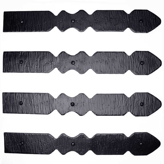 4 Pack 16 inch Faux Door Hinges Black Decorative Strap Hinge Wrought Iron Strap Barn Door Strap Hinges, Farm Gate Hinge, Carriage Door Hardware The Nuevo Leon Series by Borderland Rustic Hardware