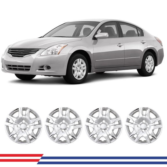 4 Pack 16 inch Hubcaps Wheel Rims Cover Fit for 2007-2012 Nissan Sentra,Compatible With Steel Wheels,Bolt-on Car Truck SUV Hub Cap,ABS+PC,Chrome