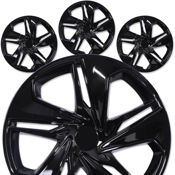 16 inch Hubcaps for 2016-2026 Honda Civic Sedan Snap-On Installation Black Lacquer ABS PC Material Wheel Rim Covers(4 Pack)