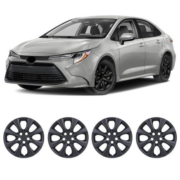 (4 Pack) 16 inch Hubcaps for 2020-2026 Toyota Corolla Wheel Rim Covers Snap-On Installation Black Matte.