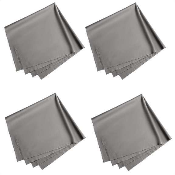 4 Pack 16''x16'' Extra Large Microfiber Cleaning Cloths, Oversized Microfiber Cloths for TV Screen, Electronics, Laptops, Telescope, Computers, Eyeglasses, Gray