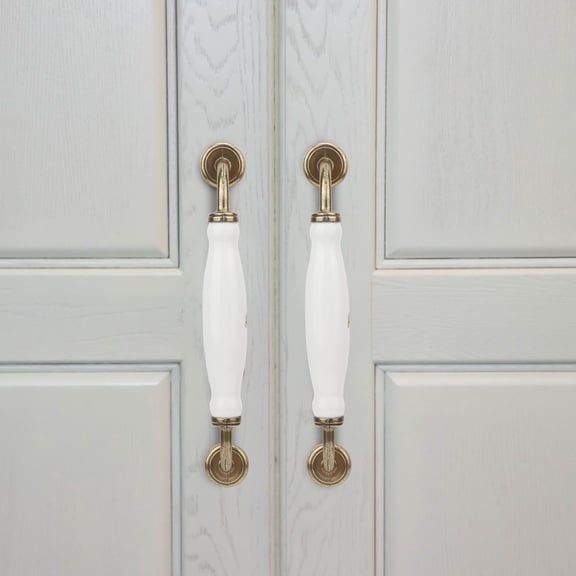 4 Pack 160mm Hole Center Ceramic Cabinet Handles with Screws for Kitchen Bathroom Wardrobe Drawer Door Pulls