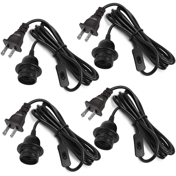 4 Pack 16Ft - Black Pendant Light Cord Extension