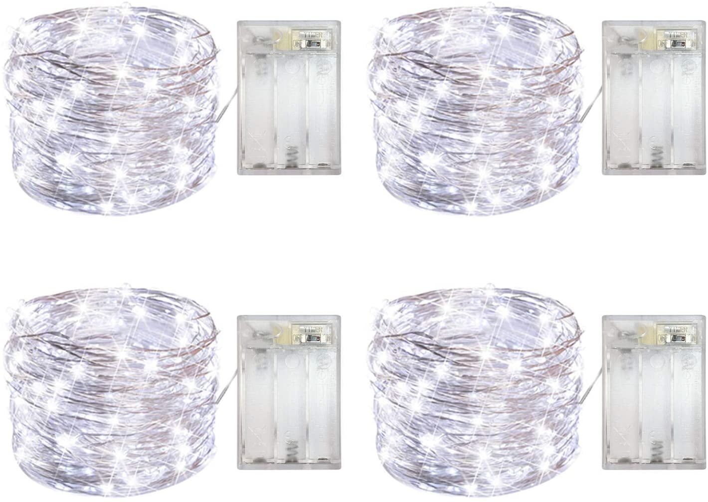 4 Pack 16ft 50 LED Battery Operated Fairy Light LED Copper Wire Lights