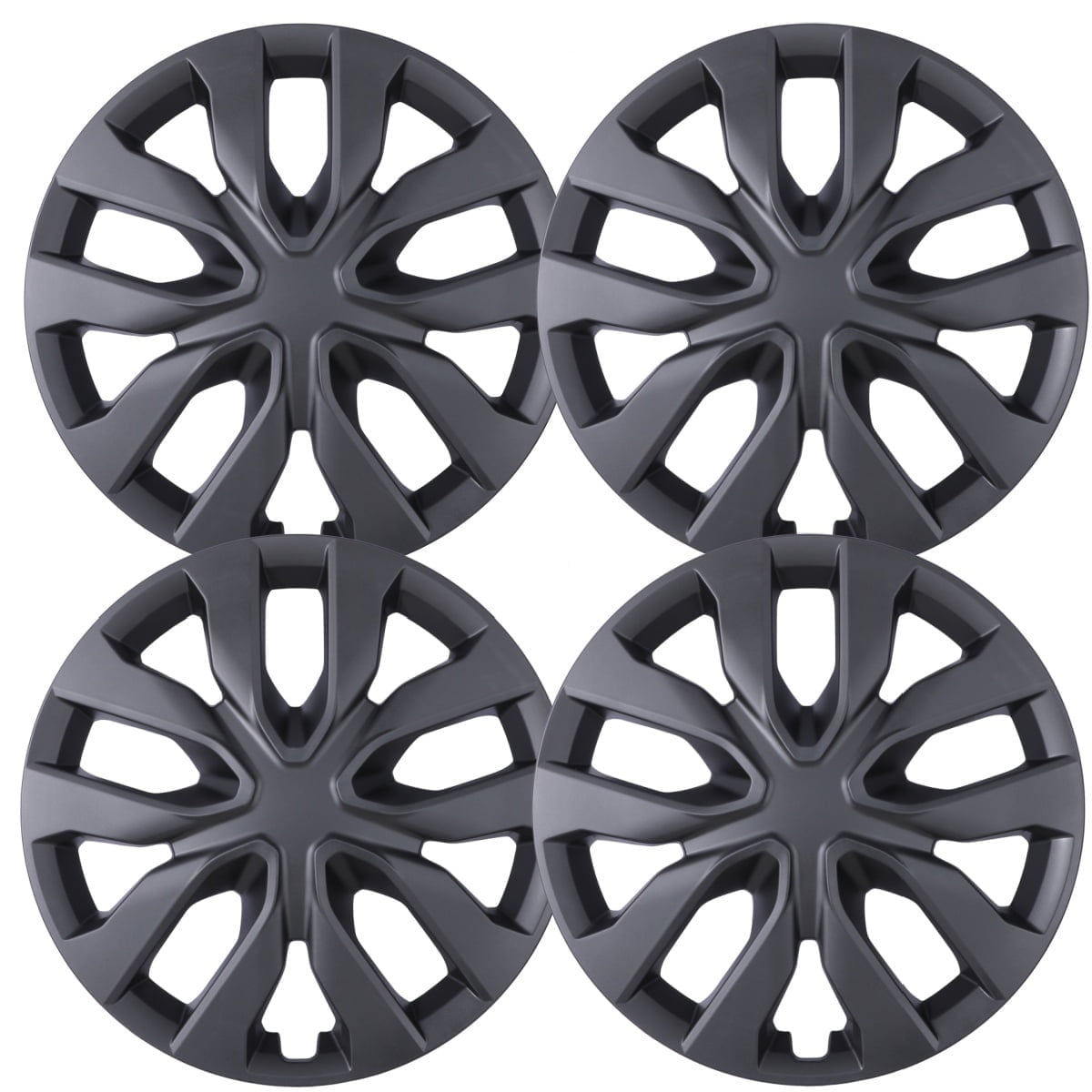 (4 Pack)17" Hubcaps Wheel Rims Cover for 2014-2020 Nissan Rogue Compatible with Steel Wheels Snap on Installation ABS+PC Material(17-inch,Black Matte)