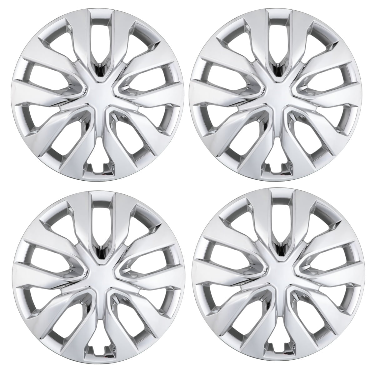 (4 Pack)17" Hubcaps Wheel Rims Cover for 2014-2020 Nissan Rogue Compatible with Steel Wheels Snap on Installation ABS+PC Material(17-inch,Chrome)