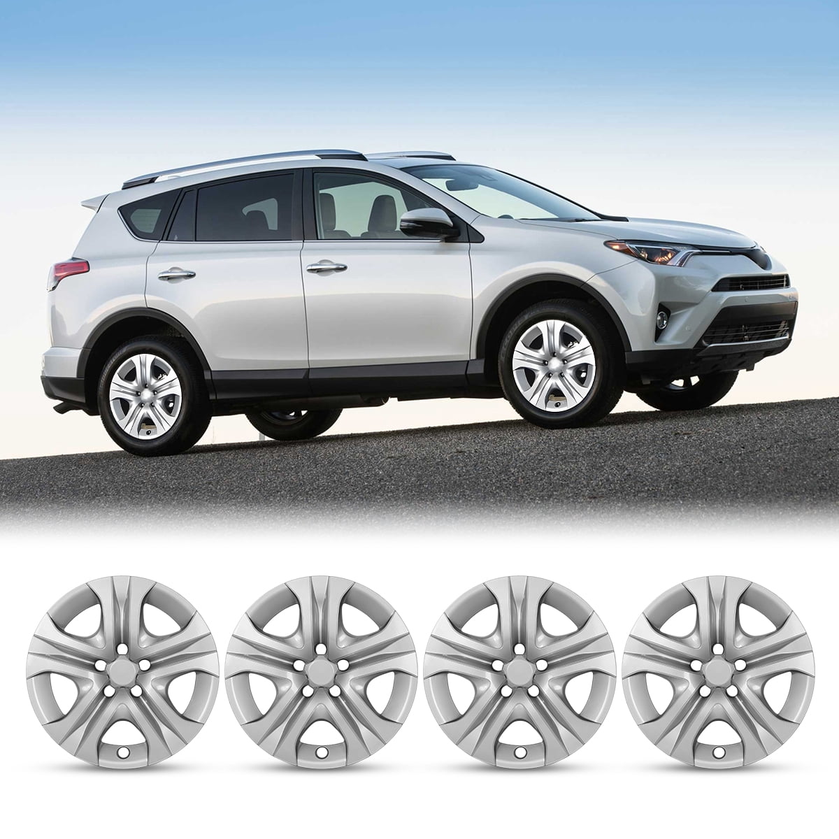 4 Pack 17 inch Wheel Cover Hubcap for 2013 2014 2015 2016 2017 2018 Toyota Rav4,Snap-on Installation,Lacquer