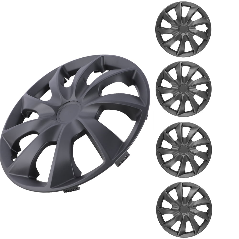 4-Pack 17 inch Wheel Rim Cover Hubcaps,Special Design Fashion Shape Replacement Hubcaps,Car Truck SUV Wheel Hub Accessories(Black Matte)