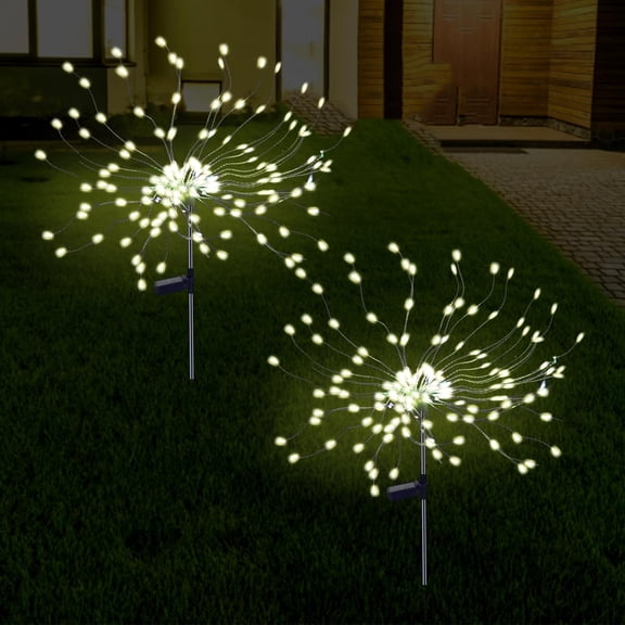 4 Pack 175 LED Solar Garden Lights for Yard, Solar Firework Lights Outdoor Waterproof with 2 Modes Twinkling Lights, Sparkly Solar Starburst Lights for Wedding Walkway Decor