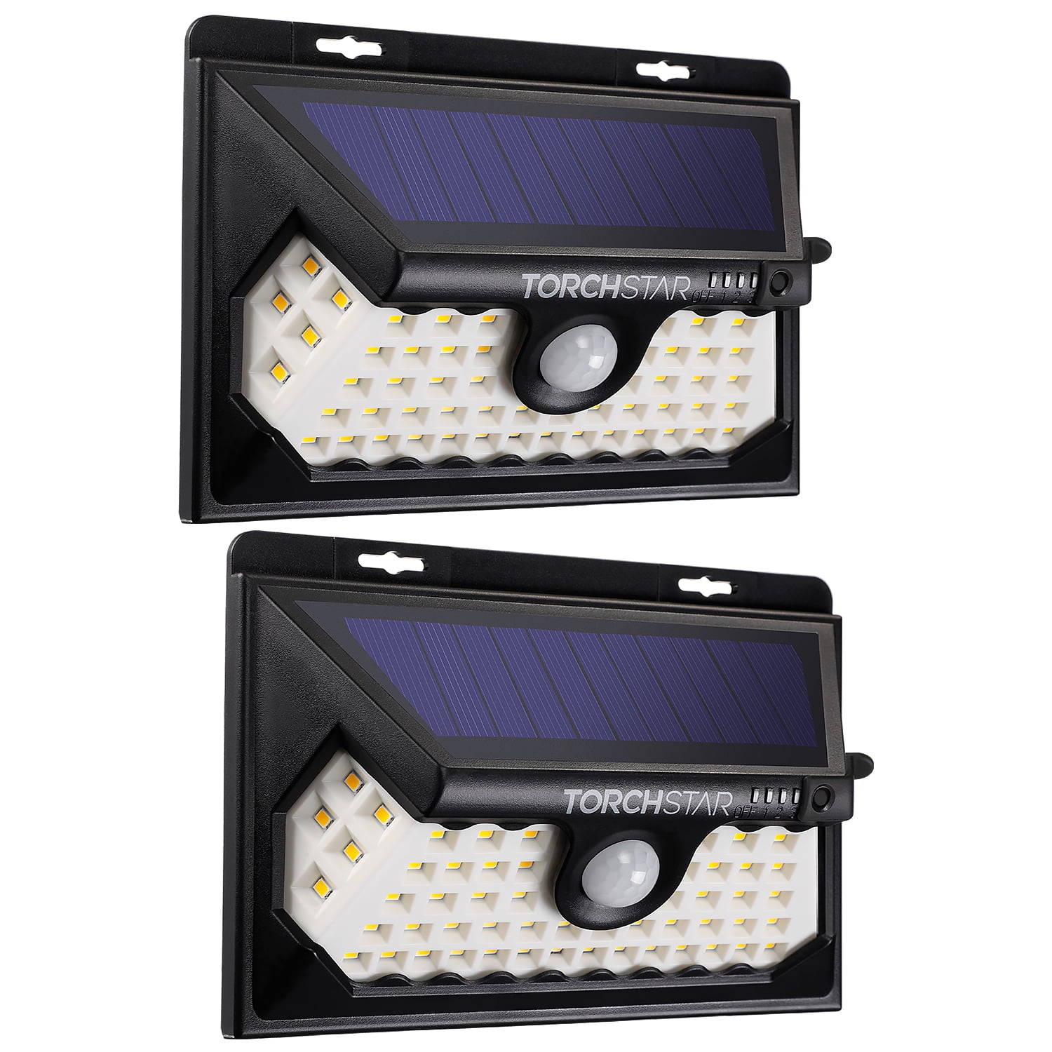 2 Pack Solar Motion Light, 4 Modes Wide Angle Solar Lights Outdoor Waterproof Solar Security Light, 6500K Pure White