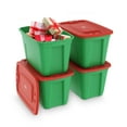 thumbnail image 1 of SimplyKleen 4 pack 18 Gallon Christmas Storage Bins with Lids, Stackable Totes, Plastic Storage Containers, Garage Organization, 18-Gallon (72-Quart) - Green/Red, 1 of 7