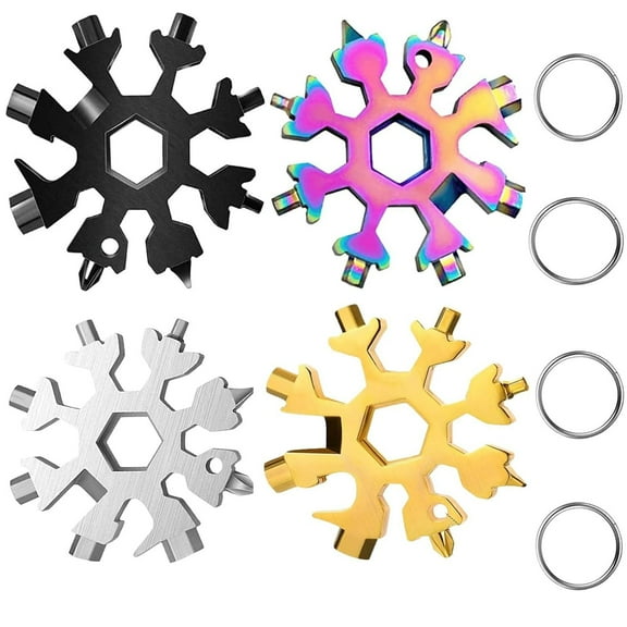 4 Pack 18 In 1 Snowflake Multi Tool, Stainless Steel Beer Bottle Opener, Flat Phillips Screwdriver Kit/Wrench, Outdoor Durable and Portable