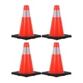 Cone Point Fixing 4 Pack 18 In Traffic Cones PVC Safety Cones with Reflective Collars for ...