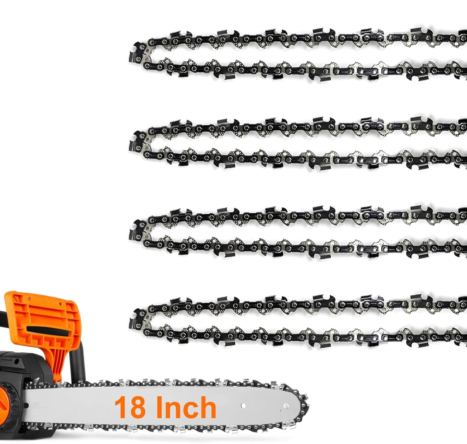 ANCKNE 4 Pack 18 inch Chainsaw Chain, 3/8 Pitch .050 Gauge 62 Drive ...